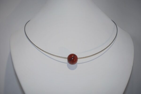 Collier acier et perle de jaspe