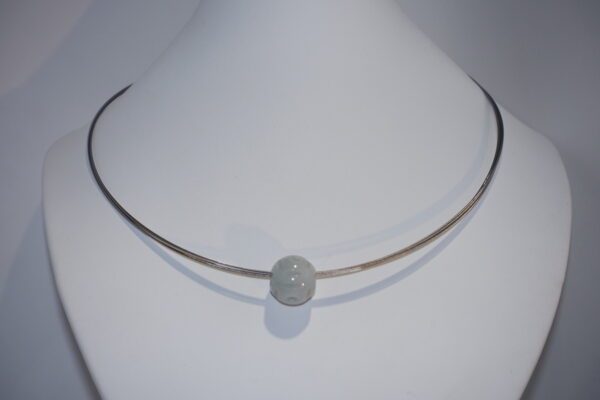 Collier acier et perle de jade